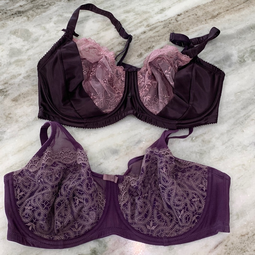 2 Parfait Purple lace underwire bra bundle 34H